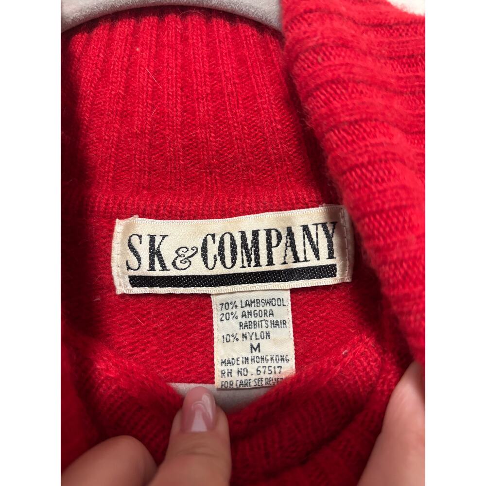 Vintage SK & Company Women's Red Angora Wool Turtleneck Sweater M - Picture 7 of 9